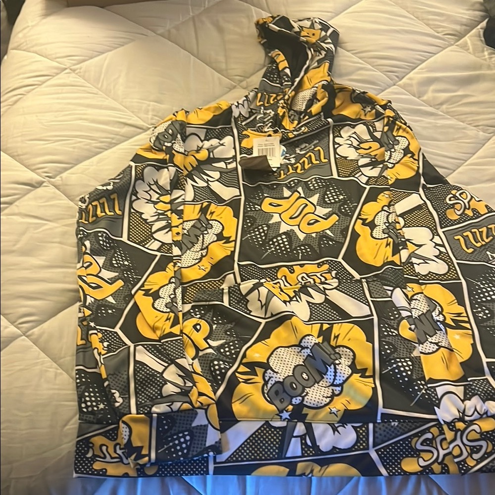 Oh Snap by Drill Clothing Co. Graphic Print Hooded Jacket - Black, Yellow, White